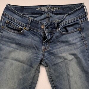 American Eagle Jeans Womens 4 Long Blue Mid Rise Kick Boot Stretch Denim